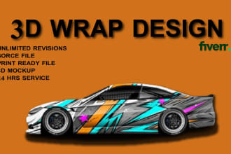 design 3d vehicle, boat, car, van, bus, truck, boat, semi truck wrap design