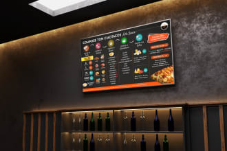 design a modern digital menu, digital menu board, or animated menu