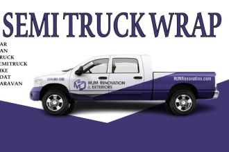 do professional box truck, long trailer, semi truck, truck, bus wrap design