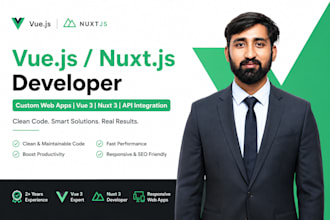 your vue js nuxt js developer for web apps and tailwind CSS