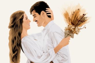 draw couple, group and family photo into cartoon portrait