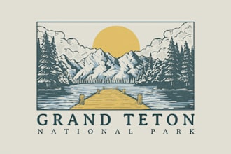 create vintage retro outdoors illustration for clothing