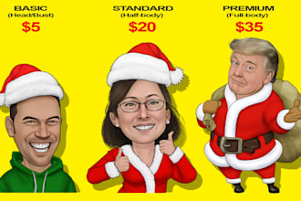 create a christmas themed cartoon caricature