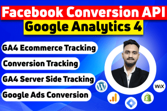 setup facebook conversion API,ga4,google analytics 4, ga4 ecommerce tracking