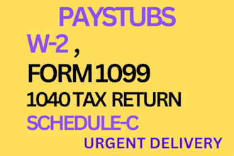do paystub, w2, 1099 1040 check stub, schedule c