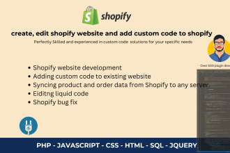 create, edit shopify website and shopify coding