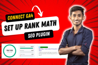 connect ga4 set up rank math SEO plugin with 99 score