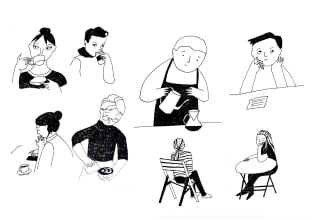 create a minimalistic black and white line art illustration