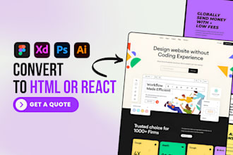 convert figma to html css or react, psd to html or react bootstrap5 tailwind css