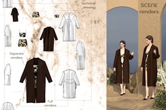 create 3d clothes, renders in clo 3d paterns and animation