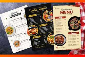 design creative restaurant menus, food menus and digital price lists
