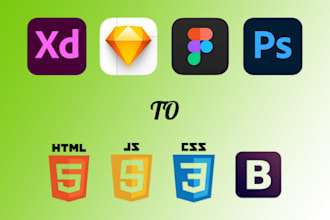 conversion of psd, xd, figma to html, css, js responsive