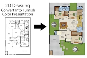 floor plan into presentations renders architecture autocad revit 3ds max