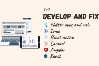 develop and fix flutter, react native, ionic, laravel apps and wordpress website
