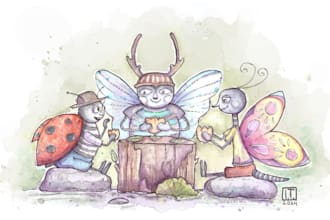 do handrawn pastel watercolor children book illustrations