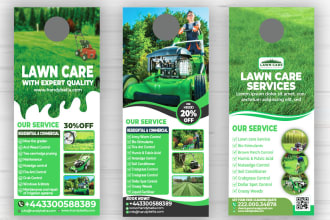 design lawn mowing, plumbing, hvac door hanger within 24 hours
