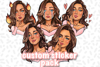 create custom portrait sticker pack, twitch, pet stickers