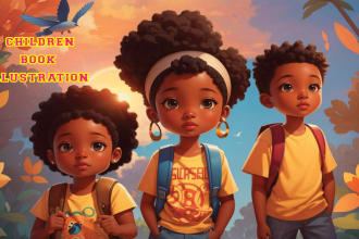 do cute design african american children book illustration