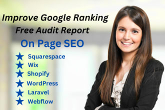 do on page SEO for squarespace wix shopify wordpress laravel webflow