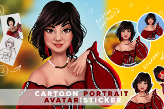 draw a cute cartoon illustration of a couple,family,pet