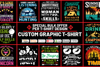 do bulk custom graphic t shirt and vintage or typography t shirt design