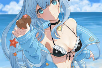 draw anime art character illustration game or vtuber avatar