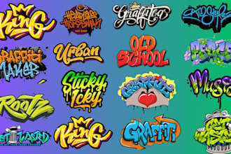 create awesome graffiti text, t shirts, aletter stylecreate legible badass logo