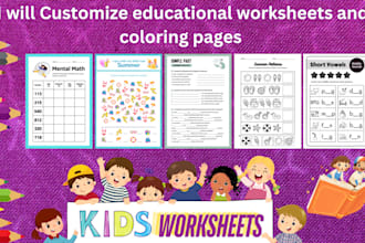 customise kids  coloring pages maths and english  worksheet for kdp and etsy