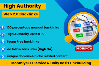 build 130 high PR manually web 2 0 SEO backlinks