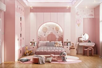 do design bedroom in 3d and render photorealistic