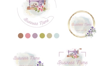 design professional feminine watercolor sewing and crochet logo