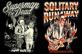 draw skull art, rockabilly, punk rock, for t shirt