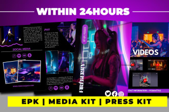 design electronic press kit, media kit, one sheet and epk