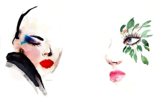 do a fashion illustration about beauty, perfumes, skincare