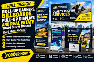 design roll up banner billboard pullup trade show retractable event real estate