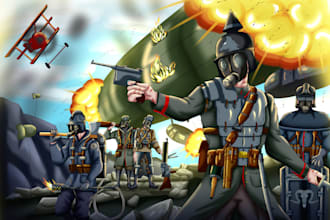 draw history and military anime, fan arts, and original characters