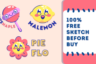 do cute kawaii character mascot logo for your business