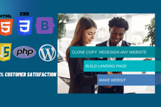 clone copy or redesign any website using html css js fast