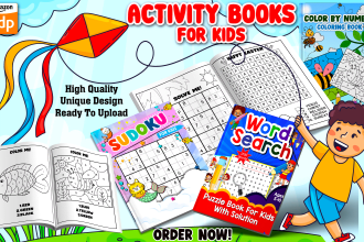 design amazon KDP children activity and coloring book for kids, teens and adult