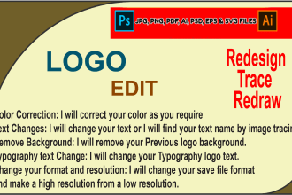 redesign,trace,redraw,modify ,edit logo with hi res format