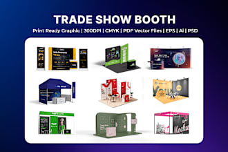 create printable trade show booth, backdrop for exhibition, banner, vector files
