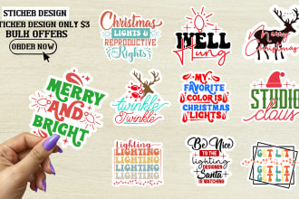 create cute retro, typography sticker designs with svg bundle for etsy