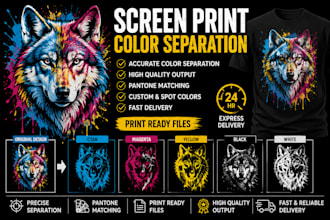 do color separation, simulation, cmyk, spot, halftone, for screen printing