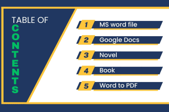 create clickable table of contents for novel book google doc ms word file