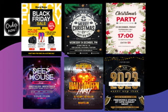 club thanksgiving, black friday sale, event flyer poster and social media banner