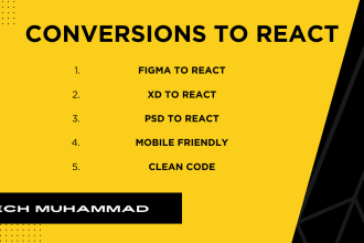 create react website, figma to react, PSD to react with responsive