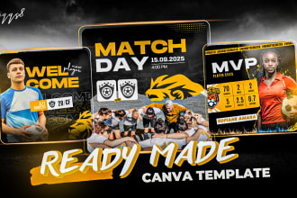 do ready made editable sports team canva template