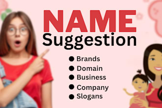 suggest attractive names and ideas with domain and slogan