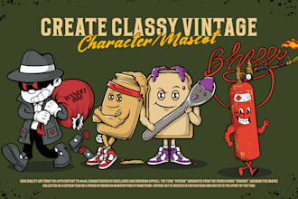 draw playful vintage character mascot illustrations