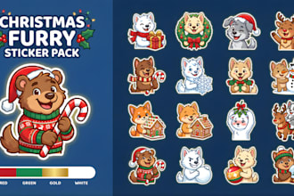 draw custom sticker pack, nsfw furry stickers, chibi, emote, furry headshot, pfp